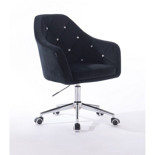 FOTEL HR830K CZARNY WELUR KÓŁKA