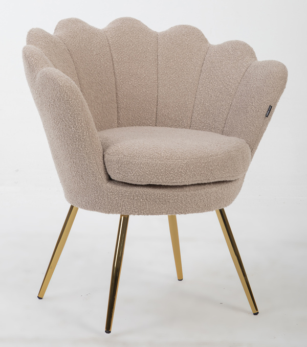 MUSZELKA FOTEL FREY LATTE BARANEK ZŁOTE NOGI