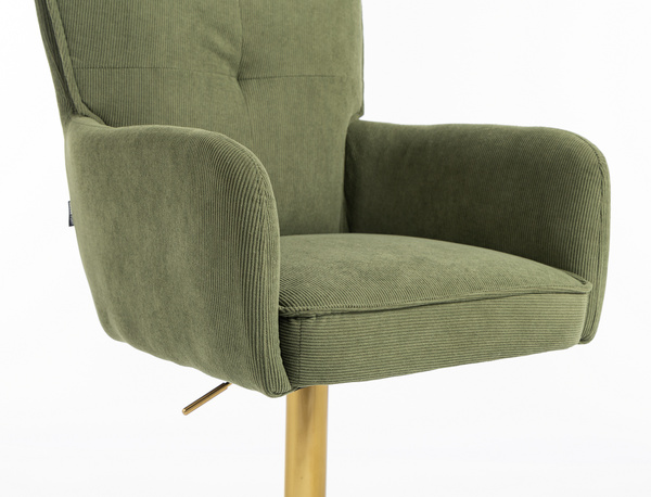 HOKER HR250KW ZIELONY SZAŁWIA PREMIUM CORD SZTRUKS ZŁOTA PODSTAWA