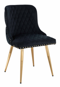HR940 KRZESŁO ZŁOTE NOGI CZARNY WELUR