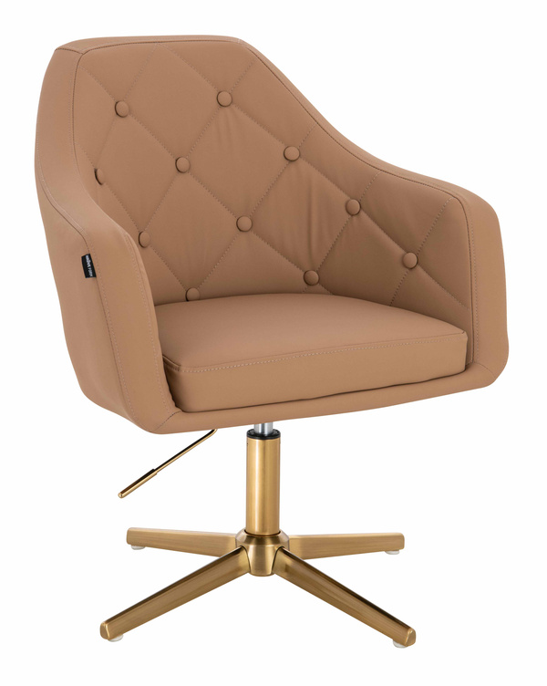 HOKER HR831CROSS KARMELOWY EKOSKÓRA PREMIUM SOFT ZŁOTA PODSTAWA