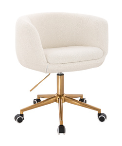FOTEL HR333K KREMOWY BARANEK ZŁOTA PODSTAWA