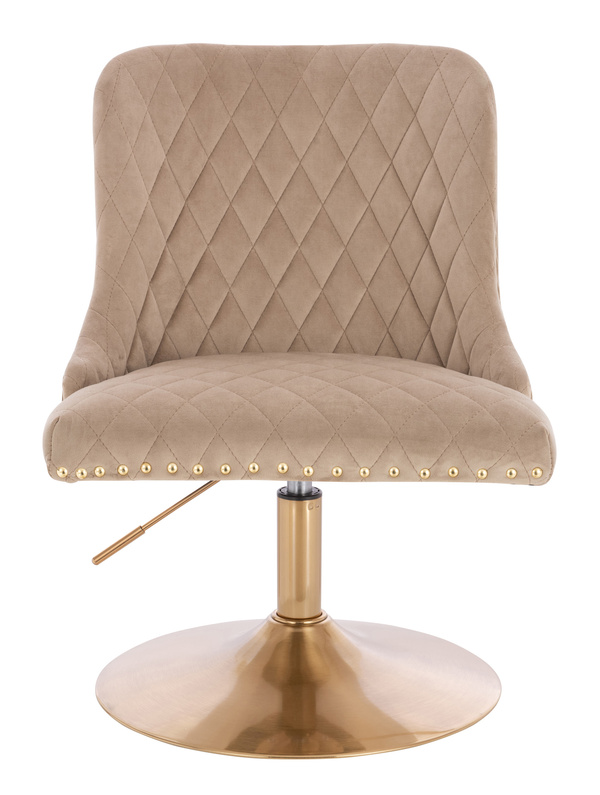 FOTEL HR940N LATTE WELUR ZŁOTA PODSTAWA