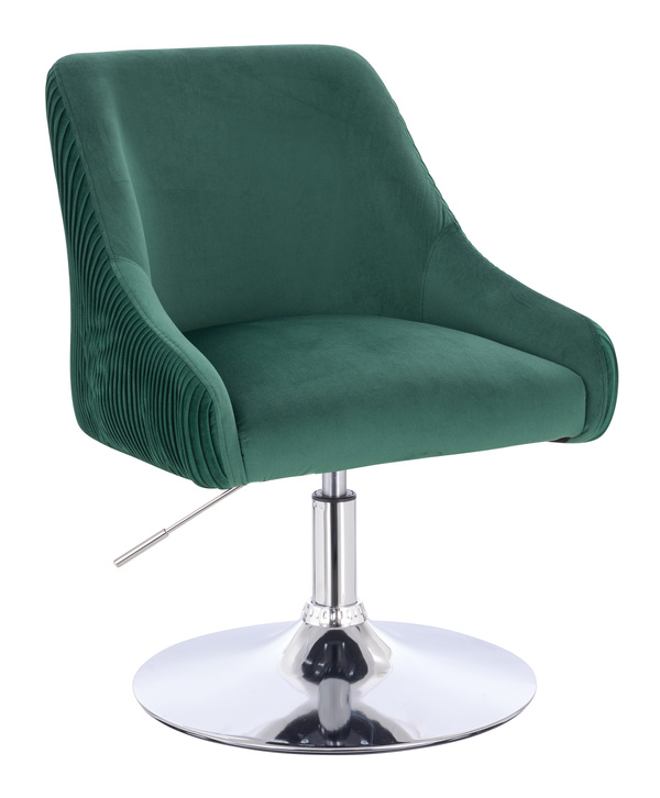 FOTEL HR920N BUTELKOWA ZIELEŃ WELUR CHROMOWANA PODSTAWA