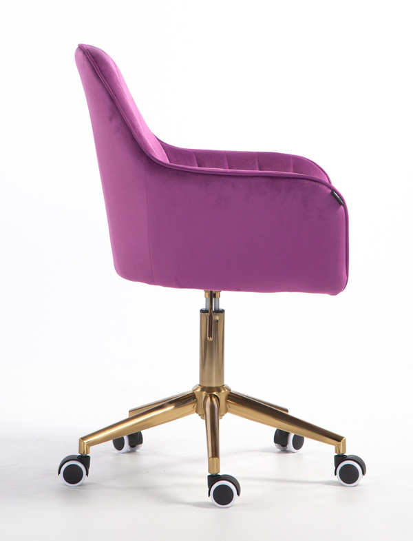 FOTEL HR2022K FUKSJA WELUR ZŁOTA PODSTAWA