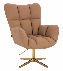 HOKER HR650CROSS KARMELOWY EKOSKÓRA PREMIUM SOFT ZŁOTA PODSTAWA