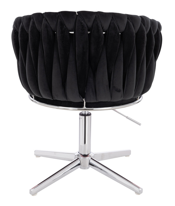 FOTEL HR750CROSS CZARNY WELUR CHROMOWANA PODSTAWA