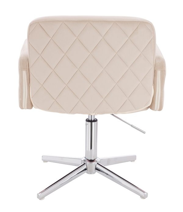 FOTEL HR802CROSS KREMOWY WELUR CHROMOWANA PODSTAWA