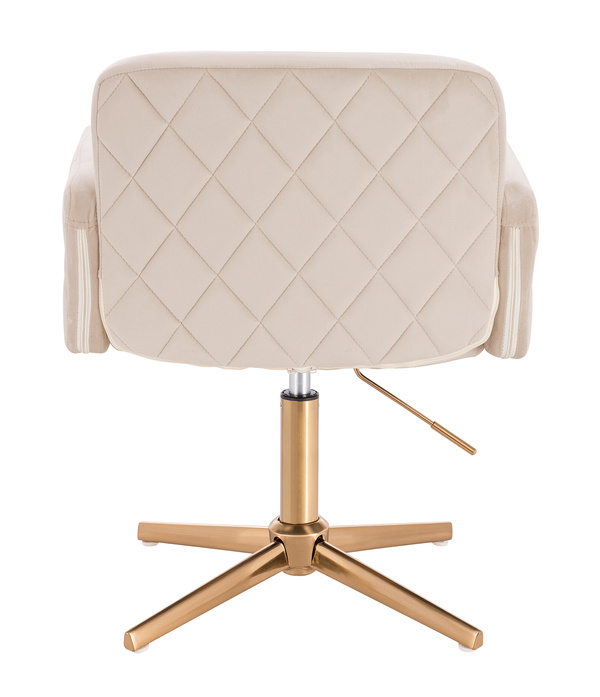 FOTEL HR802CROSS KREMOWY WELUR ZŁOTA PODSTAWA