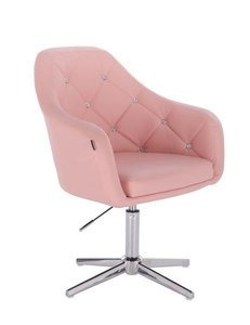 FOTEL HR830 RÓŻOWA SKÓRA CROSS CHROM