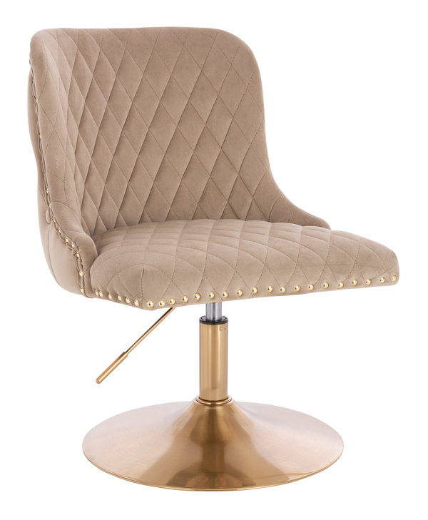 FOTEL HR940N LATTE WELUR ZŁOTA PODSTAWA