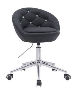 FOTEL HR948K CZARNY EKOSKÓRA CHROMOWANA PODSTAWA