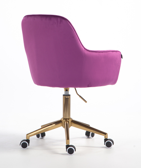 FOTEL HR2022K FUKSJA WELUR ZŁOTA PODSTAWA