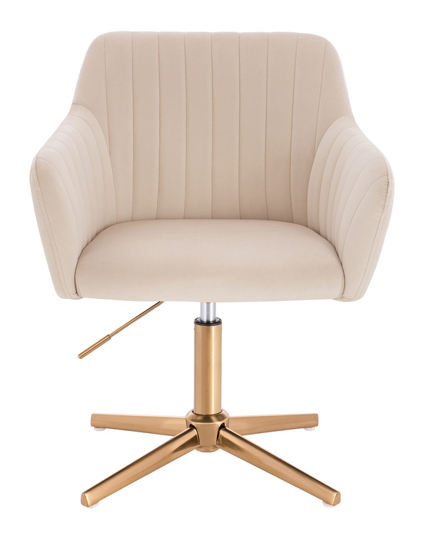 FOTEL HR190CROSS KREMOWY WELUR ZŁOTA PODSTAWA