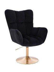 FOTEL HR650N CZARNY WELUR ZŁOTA PODSTAWA