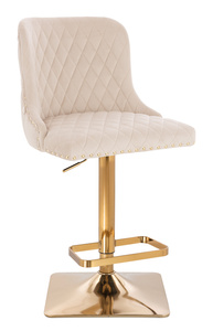 FOTEL HR940KW KREMOWY WELUR ZŁOTA PODSTAWA