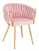 HR750 KRZESŁO ZŁOTE NOGI PUDROWY RÓŻ WELUR