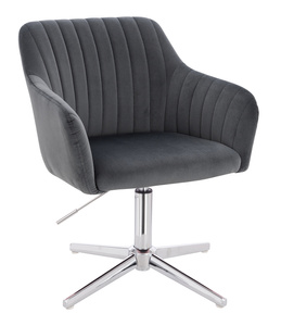 FOTEL HR190CROSS GRAFITOWY WELUR CHROMOWANA PODSTAWA