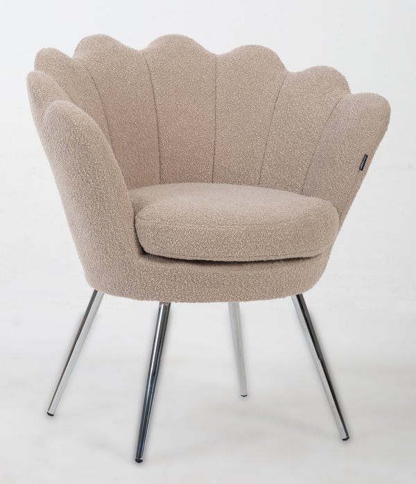 MUSZELKA FOTEL FREY LATTE BARANEK CHROMOWANE NOGI