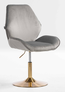 FOTEL HR350N STALOWY WELUR ZŁOTA PODSTAWA