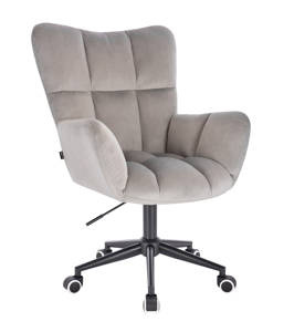 FOTEL HR650K STALOWY WELUR CZARNA PODSTAWA