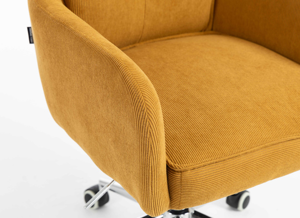 HOKER HR250K ŻÓŁTY CURRY PREMIUM CORD SZTRUKS CHROMOWANA PODSTAWA