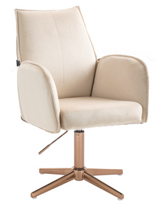 FOTEL HR280CROSS KREMOWY WELUR ZŁOTA PODSTAWA