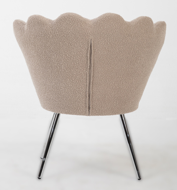 MUSZELKA FOTEL FREY LATTE BARANEK CHROMOWANE NOGI