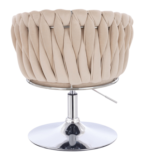 FOTEL HR750N KREMOWY WELUR CHROMOWANA PODSTAWA