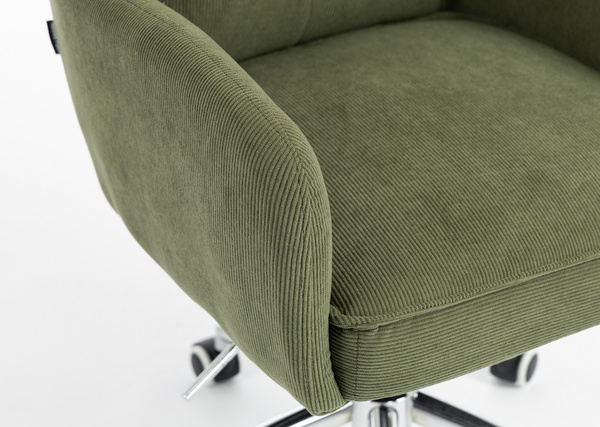 HOKER HR250K ZIELONY SZAŁWIA PREMIUM CORD SZTRUKS CHROMOWANA PODSTAWA