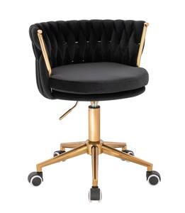 FOTEL HR450K CZARNY WELUR ZŁOTA PODSTAWA