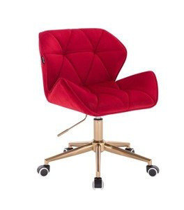 FOTEL HR111K CZERWONY WELUR ZŁOTA PODSTAWA