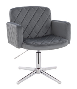 FOTEL HR802CROSS GRAFITOWY WELUR CHROMOWANA PODSTAWA