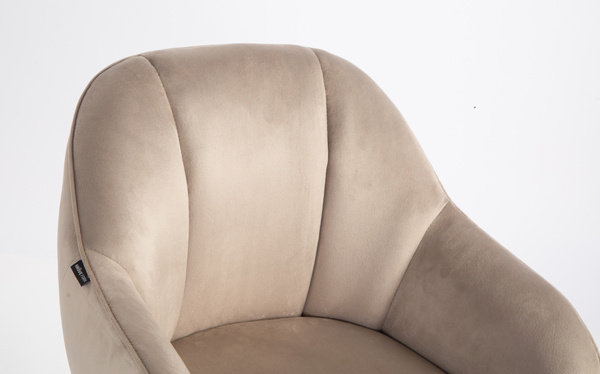 FOTEL HR2055N LATTE WELUR CZARNA PODSTAWA