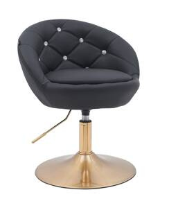FOTEL HR948N CZARNY EKOSKÓRA ZŁOTA PODSTAWA