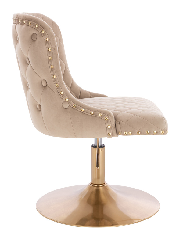 FOTEL HR940N LATTE WELUR ZŁOTA PODSTAWA