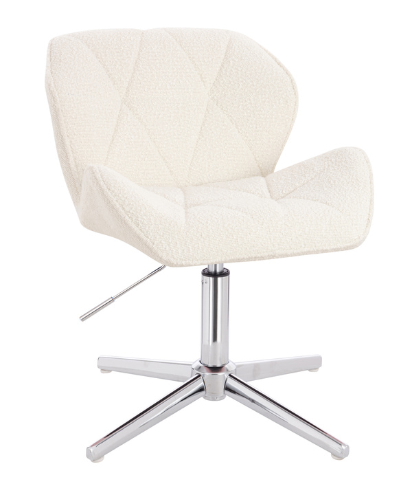 FOTEL HR111CROSS KREMOWY BARANEK CHROMOWANA PODSTAWA