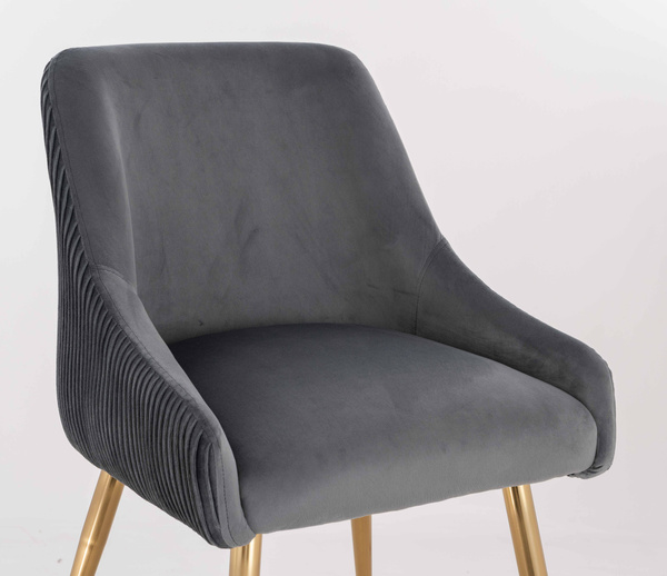 HR920 KRZESŁO ZŁOTE NOGI GRAFITOWY WELUR