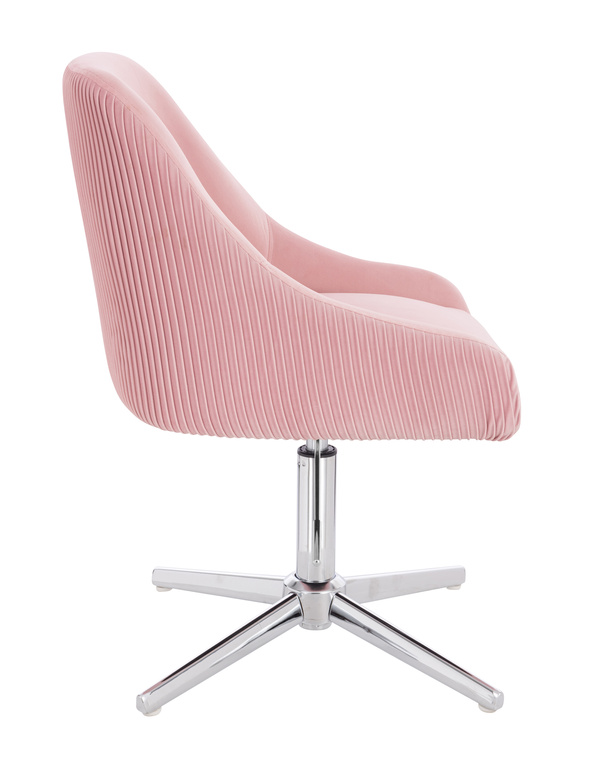 FOTEL HR920CROSS PUDROWY RÓŻ WELUR CHROMOWANA PODSTAWA