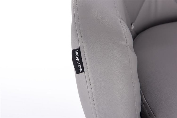 FOTEL HR830 SZARA SKÓRA CHROM KÓŁKA