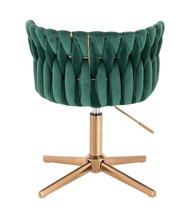 FOTEL HR450CROSS BUTELKOWA ZIELEŃ WELUR ZŁOTA PODSTAWA