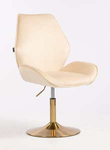 FOTEL HR350N KREMOWY WELUR ZŁOTA PODSTAWA
