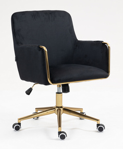 FOTEL HR4318K CZARNY WELUR ZŁOTA PODSTAWA