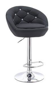 FOTEL HR948W CZARNY EKOSKÓRA CHROMOWANA PODSTAWA