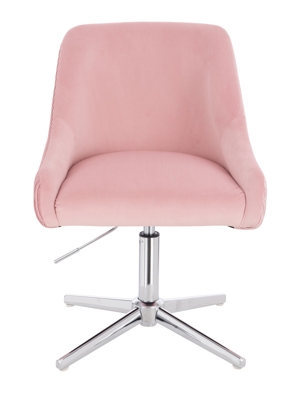 FOTEL HR920CROSS PUDROWY RÓŻ WELUR CHROMOWANA PODSTAWA