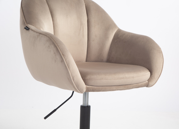 FOTEL HR2055N LATTE WELUR CZARNA PODSTAWA