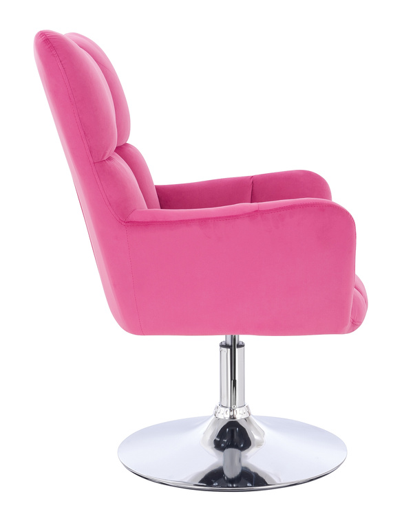 FOTEL HR650N MALINOWY WELUR CHROMOWANA PODSTAWA