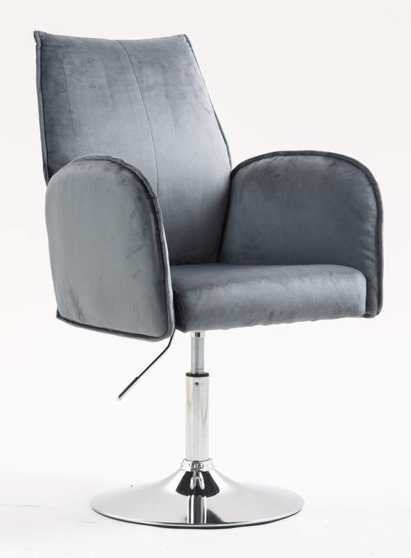 FOTEL HR280N GRAFITOWY WELUR CHROMOWANA PODSTAWA