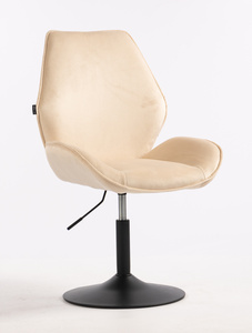 FOTEL HR350N KREMOWY WELUR CZARNA PODSTAWA