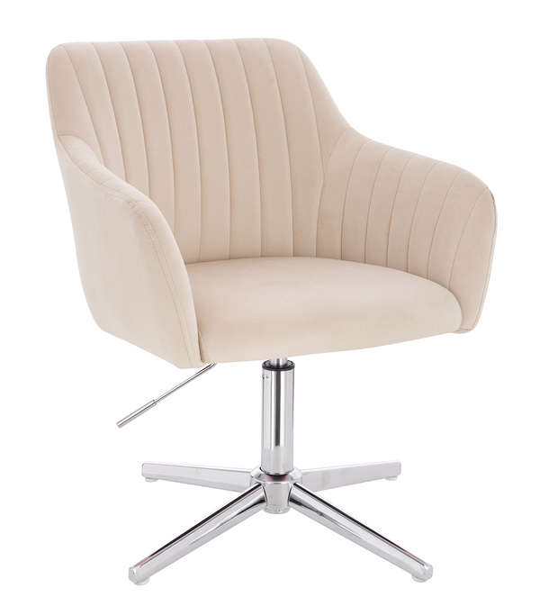 FOTEL HR190CROSS KREMOWY WELUR CHROMOWANA PODSTAWA